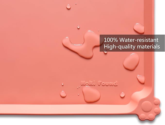 Hoki Found L Silicone Non Slip Pet & Cat Dog Feeding Tray - Waterproof & Pet Water Mats for Carpet - Burnt Coral