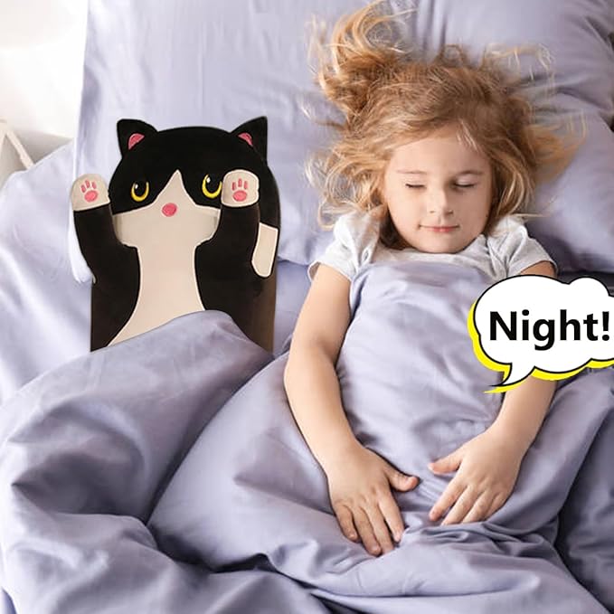 Black Cat Long Plush Pillow Cat Stuffed Animals Soft Sleeping Throw Pillow Doll Toy (Black,27inches)