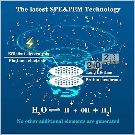 Hydrogen Alkaline Water Bottle Hydrogen Water Generator Ionizer Hydrogen Water Maker Machine with SPE and PEM Technology US Membrane Make Hydrogen Content up to 800-1200 PPB (blue)