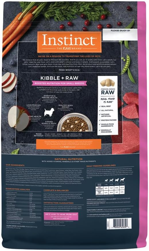 Instinct Raw Boost Small Breed, Natural Dry Dog Food with Freeze Dried Pieces, High Protein, Grain Free Recipe - Real Beef, 10 lb. Bag