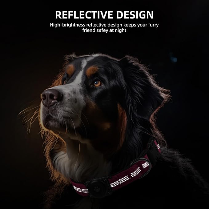 Upgraded AirTag Dog Collar, IP68 Waterproof Air Tag Dog Collar Holder, Reflective, Ultra-Durable, Comfortable Padded, Heavy Duty Dog Collars for Small Medium Large Dogs (XS (10.25"-13"), Hotpink)