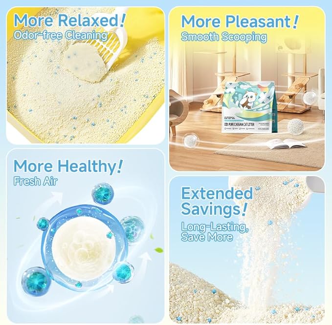 Cassava Clumping Cat Litter, Non Sticking, Rapid Clumping, Water Absorbent, Dust-Free, 11lb (4 Pack of 2.75lb Bags)