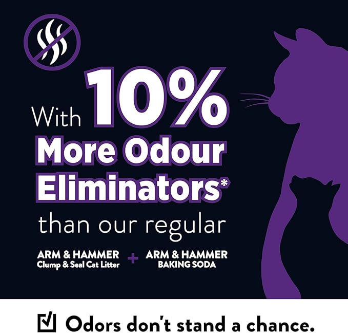 ARM & HAMMER Clump & Seal Slide Platinum Multi-Cat Clumping Cat Litter, 14-Day Odor Control, EZ Clean Technology, 18 lbs – No Scrubbing, Powerful Odor Eliminator (Pack of 2)