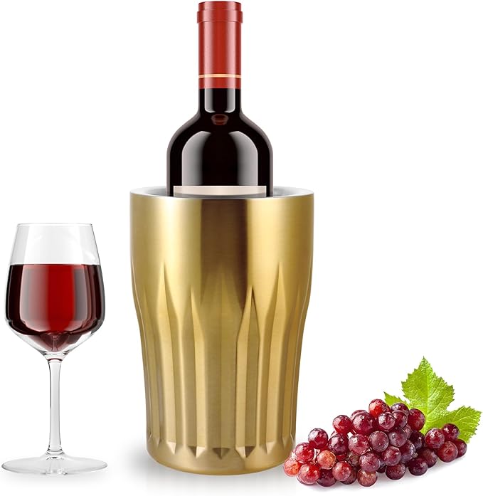 Wine Chiller Bucket Stainless Steel Double Wall Wine Cooler for Bottles Insulated Champagne Beer Ice Bucket for Parties