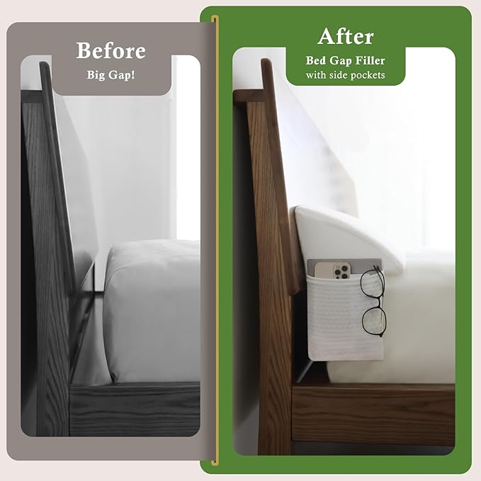 Bed Wedge Pillow for Headboard, Bed Gap Filler King of Headboard Pillow, Mattress Gap Filler Made with Triangle Pillow to Close The Gap (0-8") Between Headboard/Wall and Mattress (White, 76"x8"x 6")