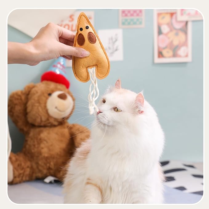 Nobleza Catnip Toys for Indoor Cats, 6 Pack Cute Teething Chew Kitten Toys, Interactive Plush Bite Resistant Cat Toys with Crinkle Paper and Natural Catnip, Fish Mouse Kitty Shapes Toy for Bored Cats