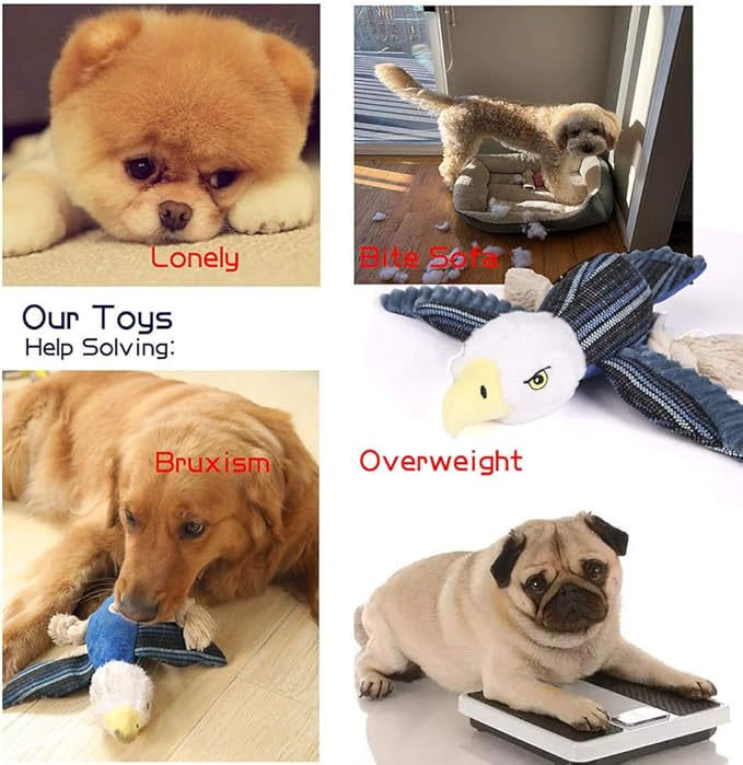 Dog Toys Set, Large Dogs Toy, Stuffed Animal Dog Chew Toy, Soft Plush Dogs Toys Pack for Small. Middle, Large Breed(3-Pack, Birds)