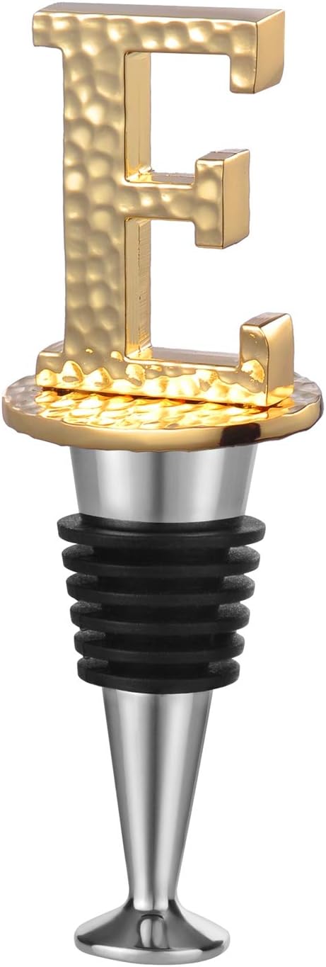 Miicol Wine Stopper, Prosecco Stopper, Wine Bottle Stopper, Personalised Champagne Stopper, Gold Wine Accessories, Wine Lovers Gift, Monogram Gift, Letter E