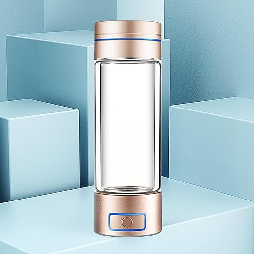 Hydrogen Water Bottle, 9000+ PPB Hydrogen Water, Food Grade Rechargeable Machine, Suitable for All Water, with Exhaust Hole, 3 Minutes and 18 Minutes Dual Mode (Single Bottle Gold)