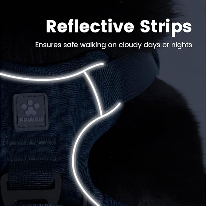 Pawaii No Pull Dog Harness with Pet ID Tag,Reflective Strips No Choke Front O Ring Breathable Mesh Adjustable Soft Padded Pet Vest with Easy Control Handle for Large Dogs