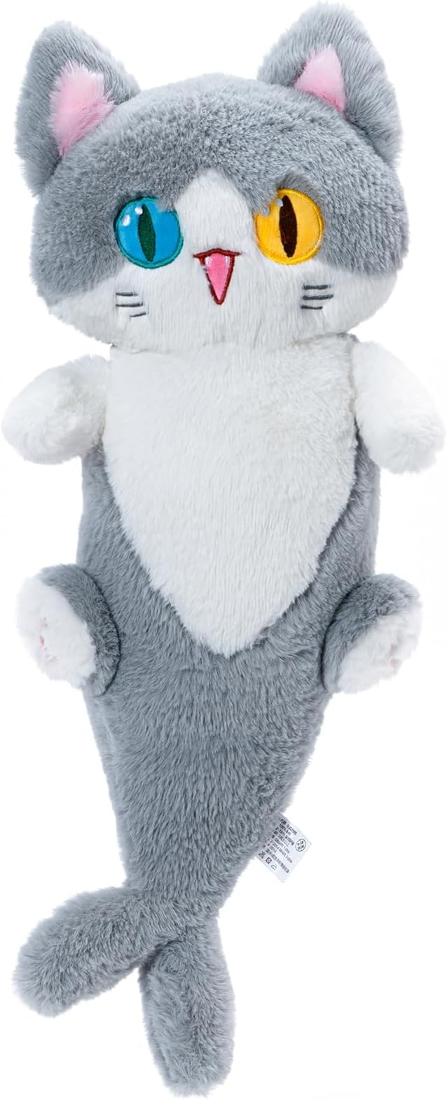 OOPSHANA Long Cat Plush Toy Cute Plushie Hugging Plush Pillow Shark Cat Stuffed Animal for Girls and Boys Grey 19.7"