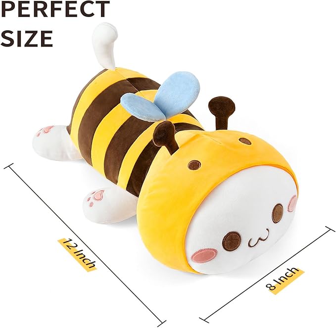 Onsoyours Cute Kitten Bee Plush Toy Stuffed Animal Kitty Soft Anime Cat Plush Pillow for Kids (Yellow Cat Bee, 12")