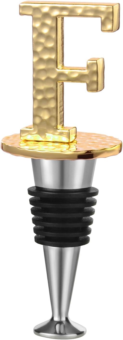 Miicol Wine Stopper, Prosecco Stopper, Wine Bottle Stopper, Personalised Champagne Stopper, Gold Wine Accessories, Wine Lovers Gift, Monogram Gift, Letter F