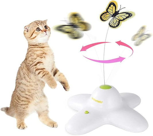 AFP Interactive Cat Toy, Butter-Fly Interactive for Indoor Cats, Flutter Bug Cat Toys, Flutter Rotating Kitten Toys with 2 Replacements