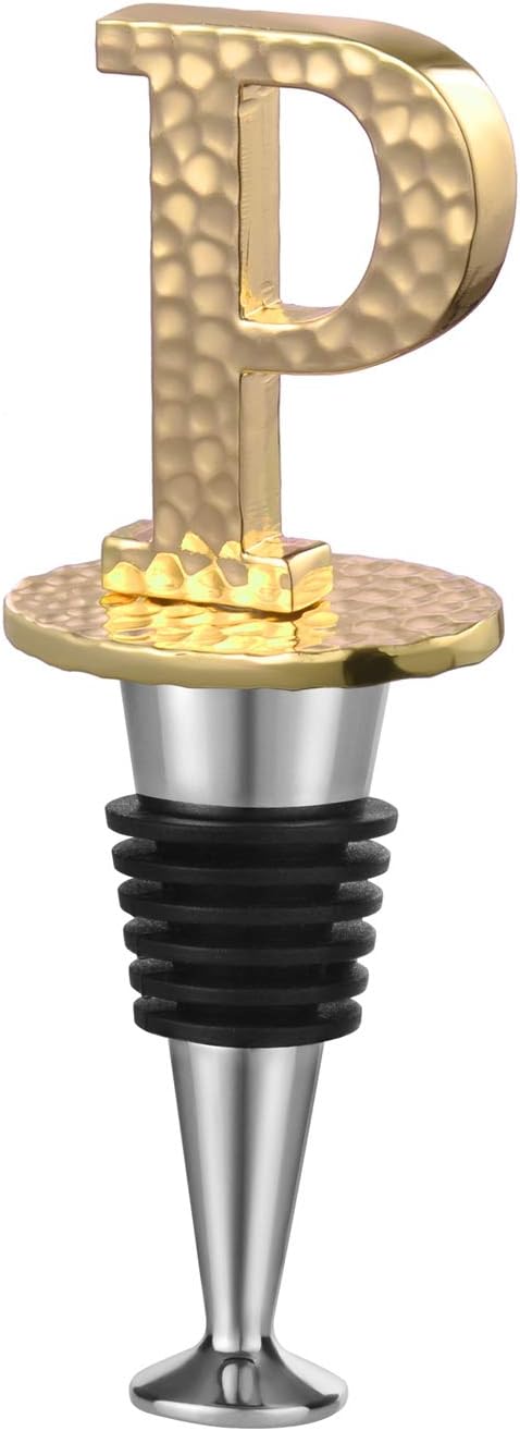 Miicol Wine Bottle Stopper, Prosecco Stopper, Gold Wine Stopper, Personalised Champagne Stopper, Initial Wine Stopper, Funny Prosecco Gift, Wine Lovers Gift, Kitchen Decor, Letter P