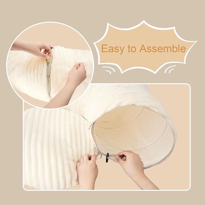 Cat Tunnel Bed with 40 Cat Toys, Collapsible Play Tunnel for Indoor Cats, Cat Tube for Kitten Puppy