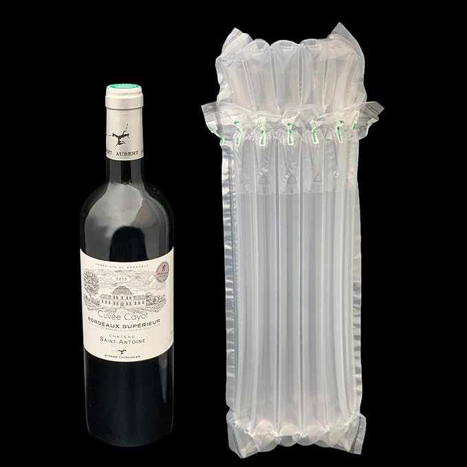 50 Pack Wine Bottle Protectors Inflatable Cushion Bags With Pump, Cushioning Wrap For Wine Bottles Airbag Packaging For Glass Bottles In Suitcase, Airplane, Express Delivery, Air Column Cushioning