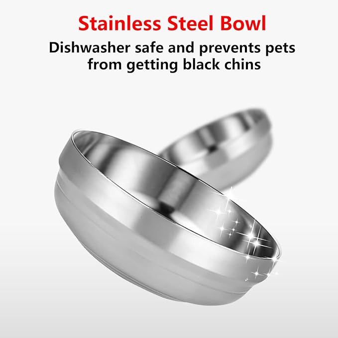 Automatic Cat Feeder, 3.8L Large Gravity Cat Food Dispenser with Detachable Top Lid, Visible Bottle and Stainless Steel Bowl for Pets (Black)