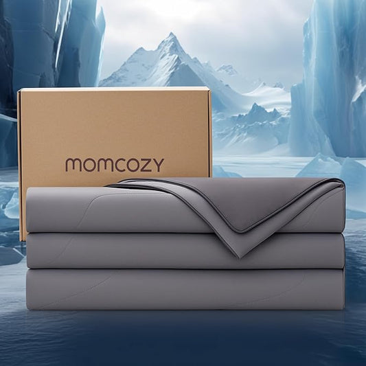 Momcozy Life CoolMurm Cooling Comforter for Hot Sleepers, Full/Queen 90"x90" Hot Flashes Cooling Blanket, All-Season Lightweight Soft Breathable Cooling Quilt Duvet, Stay Cool All Night, Smoky Grey