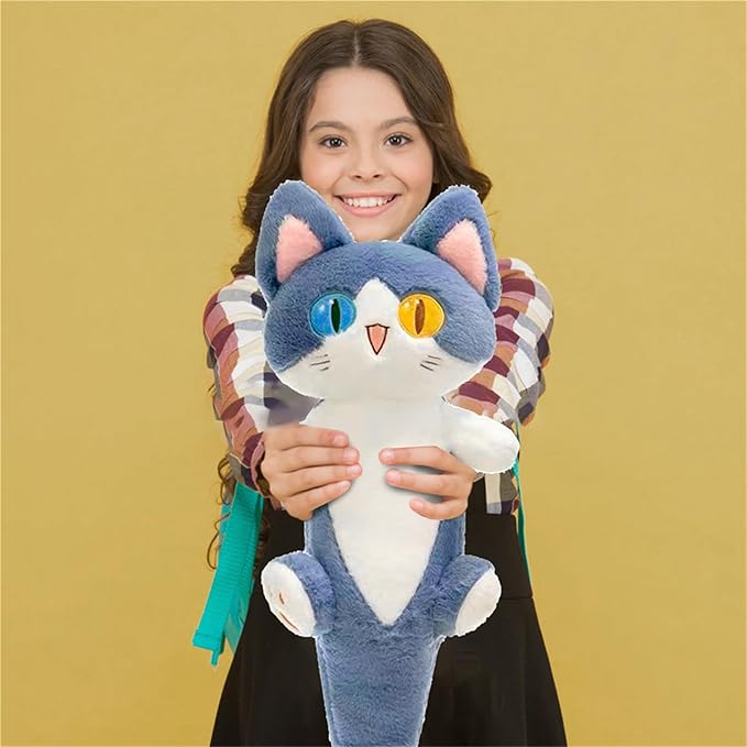 OOPSHANA Long Cat Plush Toy Cute Plushie Hugging Plush Pillow Shark Cat Stuffed Animal for Girls and Boys Blue 19.7"