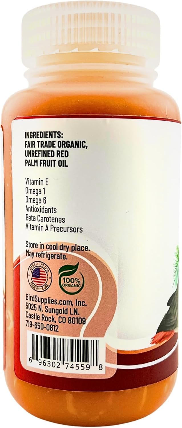 UnRuffledRx™ Red Palm Oil for Birds & Parrots – Supports Skin, Feather, Eye & Immune Health, Rich in Omega Fatty Acids, Antioxidants, Beta Carotene, & Vitamin E – 100% Natural