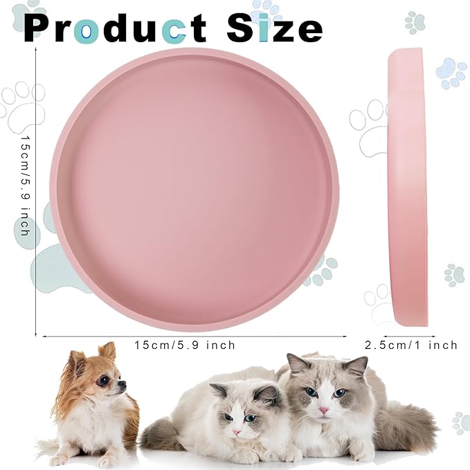 Silicone Dog Bowl Shallow Cat Food Bowls, 6 Inch Wide Cat Bowls Whisker Friendly, No Spill Less Mess Dog Plates for Dry and Wet Food, Set of 3 Puppy Bowls for Small Dogs and Cats
