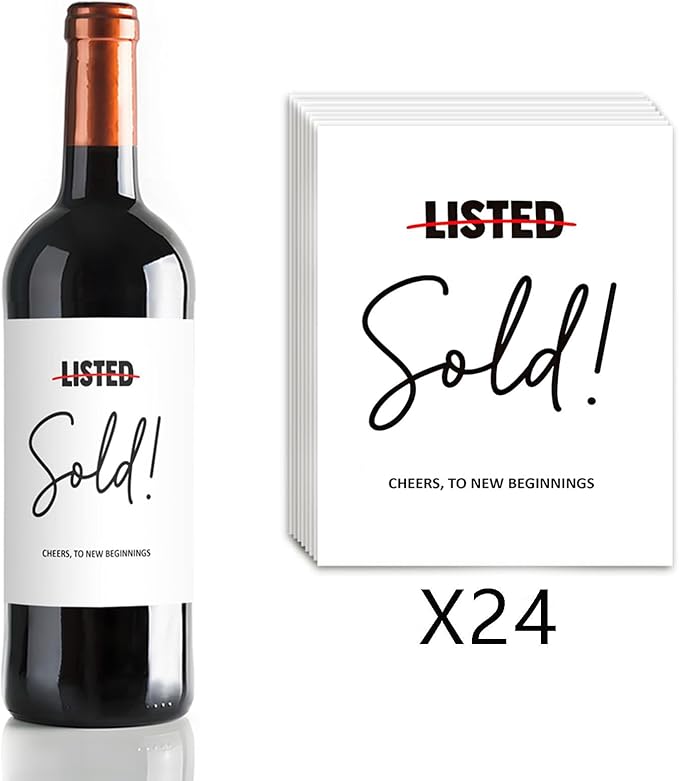 24 Pcs Realtor Wine Labels Thank You Gifts Wine Bottle Stickers Real Estate Agent Wine Labels for Bottles Gifts for Realtor Women Men
