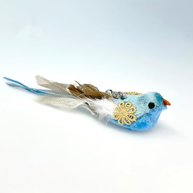 6 PCS Realistic Bird Cat Wand Attachment Toys–Handcrafted Feather Toys for Interactive Indoor Play–Engaging Cat Accessories Ideal for Wands Toy Refill & Home Décor