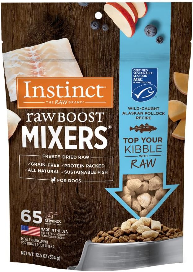 Instinct Raw Boost Mixers, Freeze Dried Dog Food Topper, Grain Free - Wild Caught Pollock, 12.5 oz. Bag