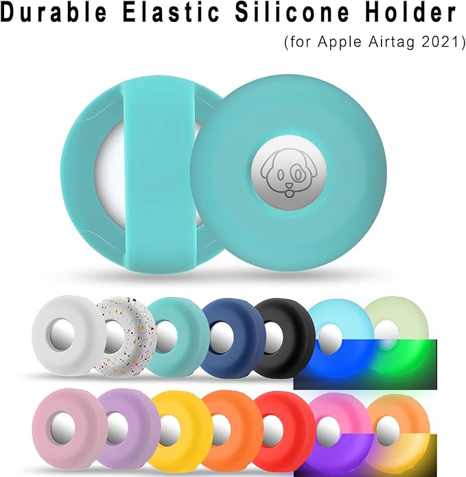 for Airtag Holder for Dog Collar, Cibaabo Silicone Air Tag Case Cover Compatible with Apple Airtags for 0.8-1.2inch Cat Pet Collar Harness Loop