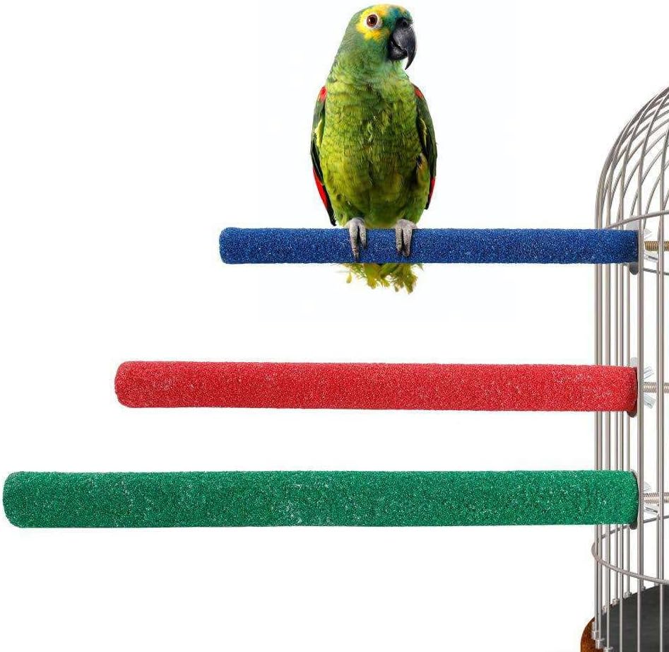 10 PCS Parrot Perch Stand Bird Perch Stand Toy Colorful Paw Grinding Stick Cage Wooden Parakeet Perch Accessories for Cockatiels （7.87in/0.59in）