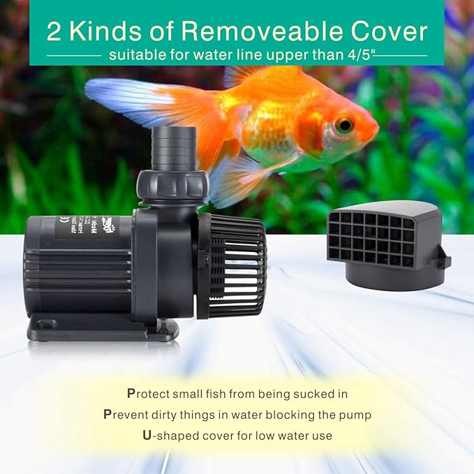 Hygger 2650GPH Quiet Submersible and External 24V Water Pump, with Controller (30%-100% Settings), Powerful Return Pump for Fish Tanks, Aquariums, Ponds, Fountains, Sump, Hydroponics (80W, 19.7ft)