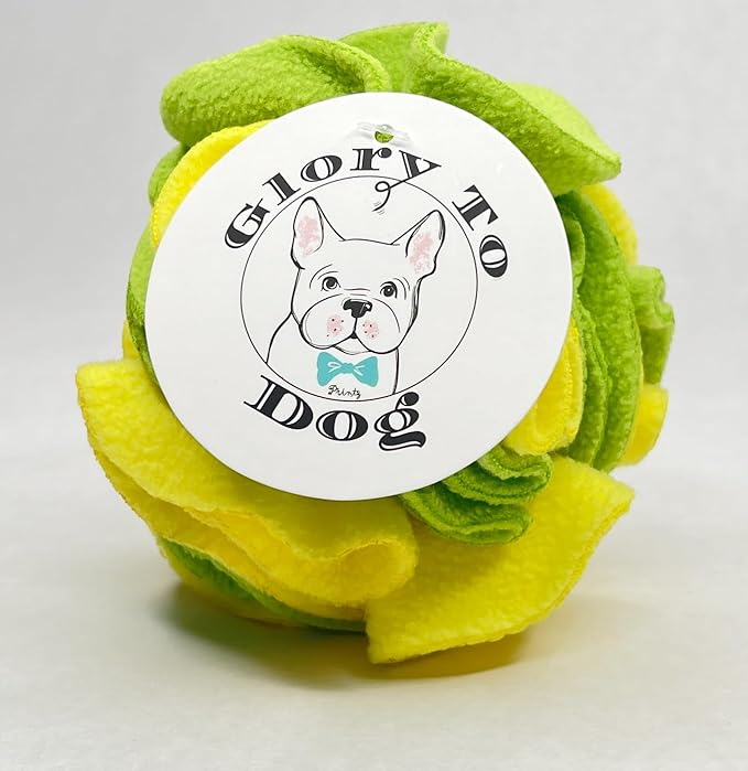 Puppy and Small Breed Snuffle Interactive Foraging Dog Puzzle Ball Toy Lemon Lime Yellow and Green
