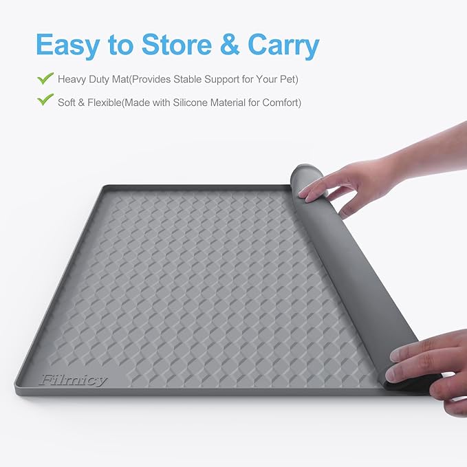 Pee Pad Holder for Dogs,Silicone Dog Puppy Pad Holder, 34 x 28 No Spill Raised Lip High Edge,Portable, Leak-Proof Mat Holder for Dog Training Pads,Square Potty Trays for Home Floor Protection