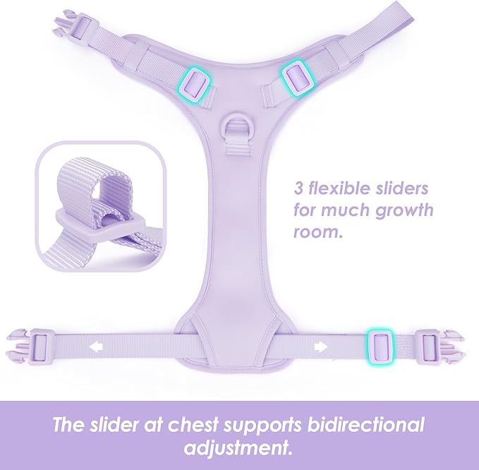 No Pull Dog Harness, Puppy Vest with Front Clip for Small Medium Large Sized Dog(Light Purple,XL)