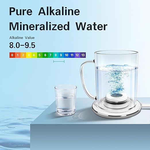Hydrogen Water Cup, Portable Hydrogen Water Ionizer Machine Hydrogen Water Generator with New PEM and SPE Technology Hydrogen Rich Water Bottle Glass Health Cup Balanced PH Water Ionizer