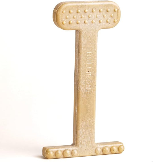 Bullibone Nylon Dog Chew Toy Nylon Bone - Improves Dental Hygiene, Easy to Grip Bottom, and Permeated with Flavor (Peanut Butter, XL - Single)