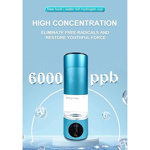 Hydrogen Water Bottle, 230ml New Portable Hydrogen Water Ionizer Machine, 5 Minute 2000ppb High Efficiency Rich H2 Hydrogen Water Bottle Generator Rechargeable for Home Office
