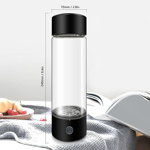 Hydrogen Water Generator, 410ml Rechargeable Portable Hydrogen Rich Water Bottle, Hydrogen Ions Maker Machine 1200‑1400ppb with Nasal Hose, Reducing Oxidative Stress