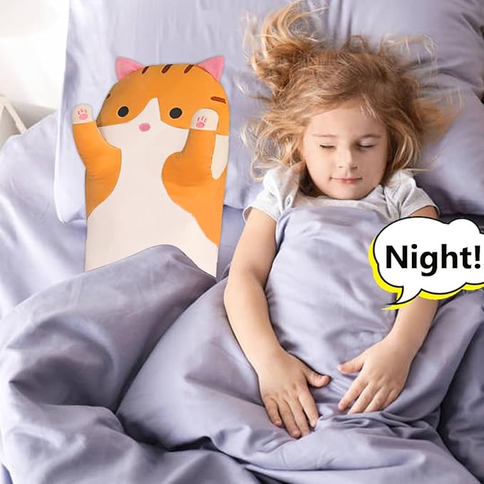 Orange Cat Long Plush Pillow Kitty Stuffed Animals Soft Sleeping Throw Pillow Doll Toy (Orange,18inches)