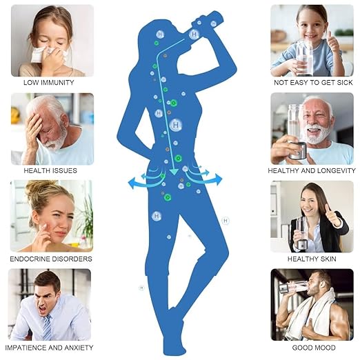 Hydrogen Water Bottle, Portable Rechargeable Hydrogen Water Bottle Generator Improve Water Quality in 3 Minutes for Home Office Travel silvery20