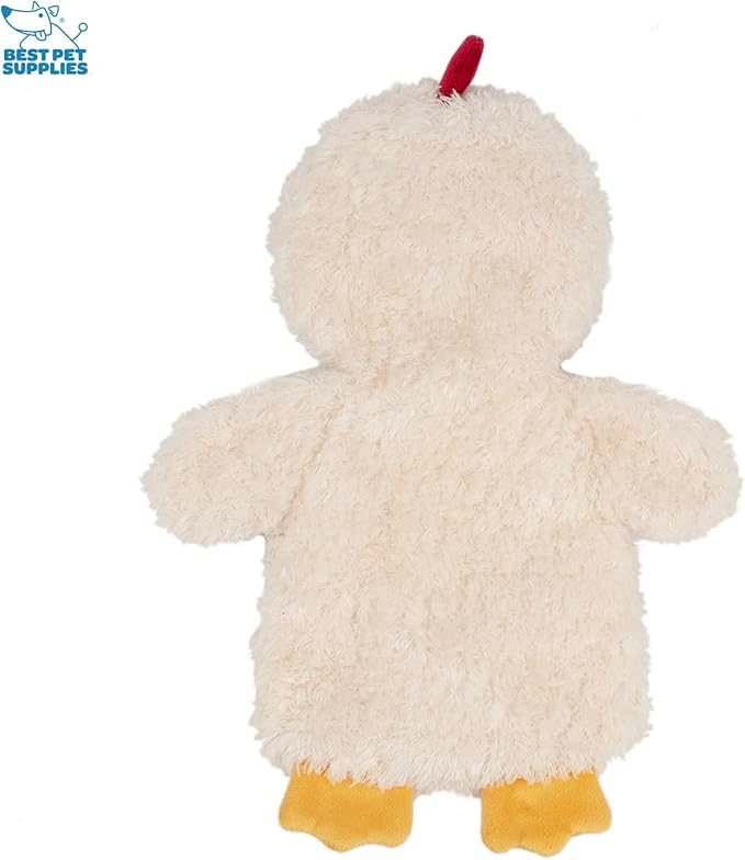 Best Pet Supplies Interactive Squeaky Dog Chew Toy, Ideal Dog Toys for Chewers, Small, Medium & Large Dogs, and Fetch Lovers - Crinkle Chicken (Cream), Large