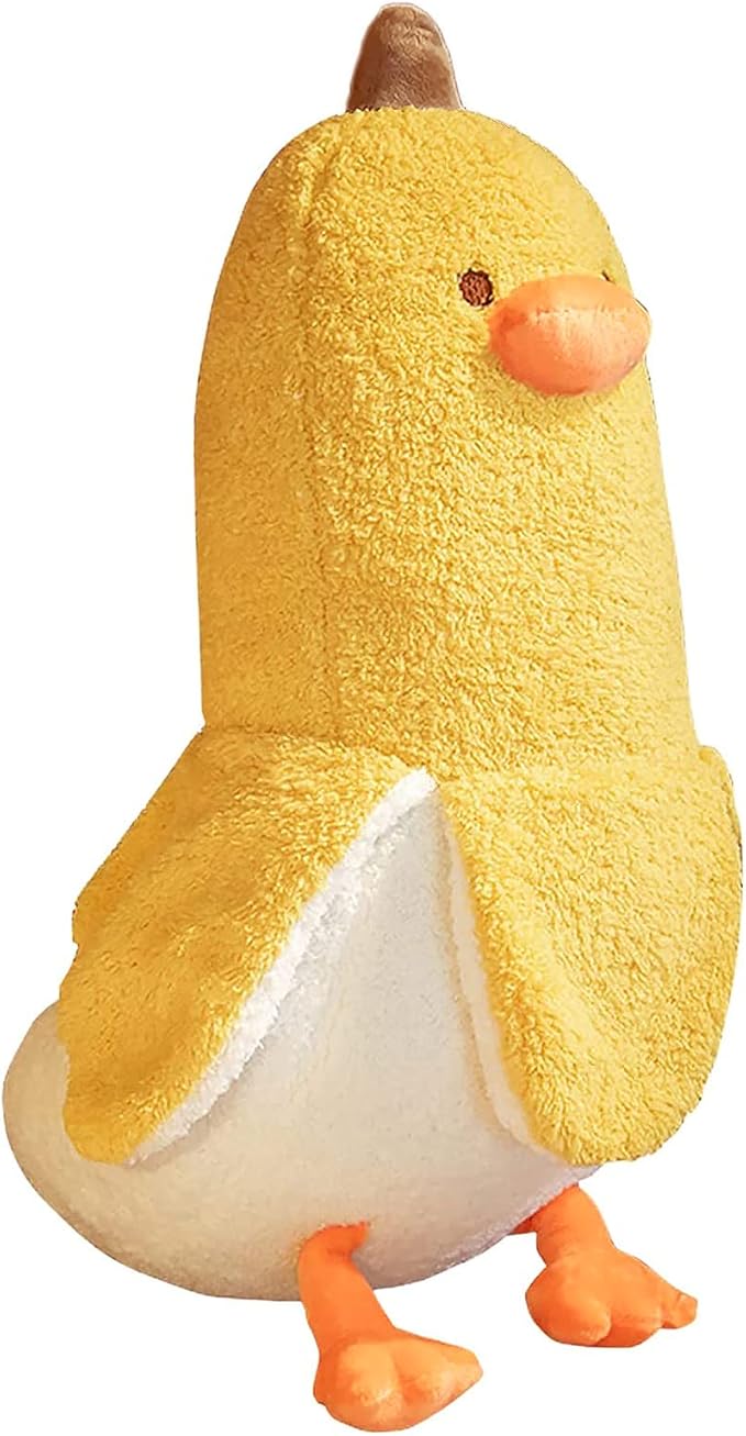 PEACH CAT Banana Duck Plush Toy Cute Plushie Hugging Plush Pillow Duck Stuffed Animal for Girls and Boys Yellow 19.7"