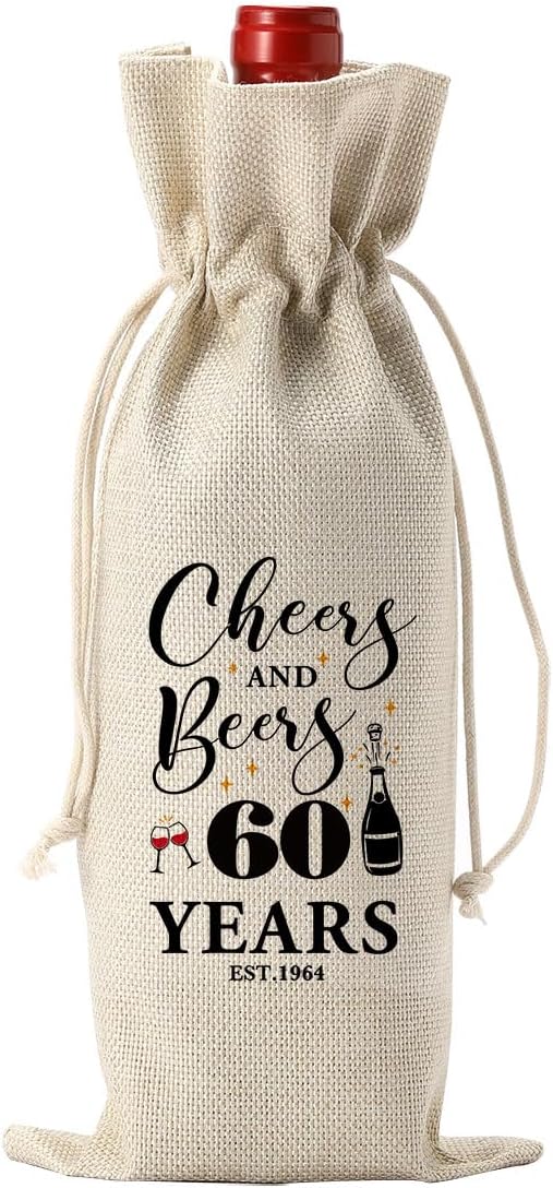 60th Birthday Decorations for Her Women Him, 60th Birthday Gifts for Her Wine Bag, 60 Years Old Birthday Wine Gifts Bag, Sixty Birthday Gifts for Women Her Sister Friends Wine Gift Bag