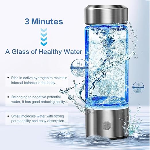 Hydrogen Water Bottle Portable, Hydrogen Rich Water Pitcher Rechargeable Generator Sports Water Bottle for Gym Travel Home Office,3Min Quick Electrolysis