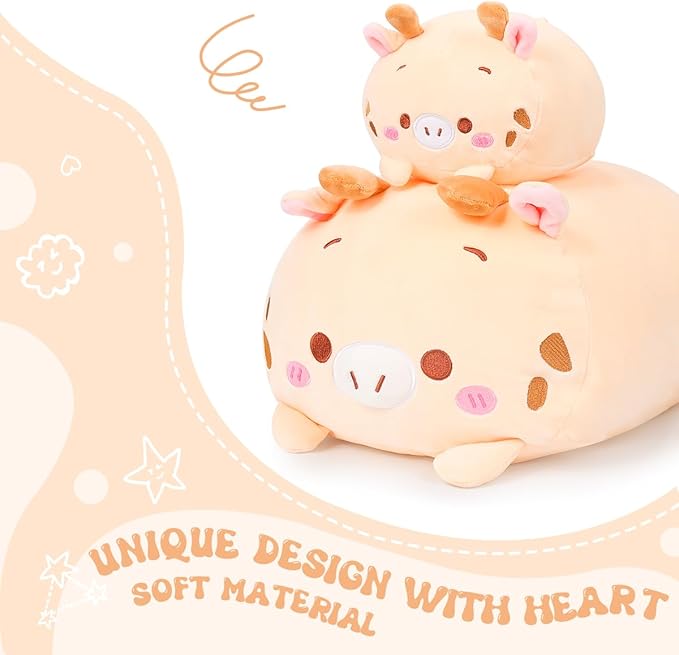 AIXINI 23.6 inch Cute Deer Plush Stuffed Animal Cylindrical Body Pillow,Super Soft Cartoon Hugging Toy Gifts