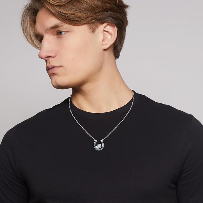 Midir&Etain Western Necklace 925 Sterling Silver Turquoise Pendant Cow Skull/Hat/Tag/Cactus Cowgirl Country Jewelry for Women Men