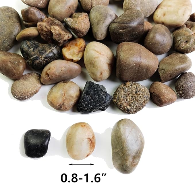 HappyFiller Decorative Natural Pebbles Polished Rocks Stones Mixed Color for Aquarium Gravel,Fish Turtle Tank,Outdoor Indoor Plants Top Dressing,Garden Landscaping,Home Vase Filler Decoration,10 LB