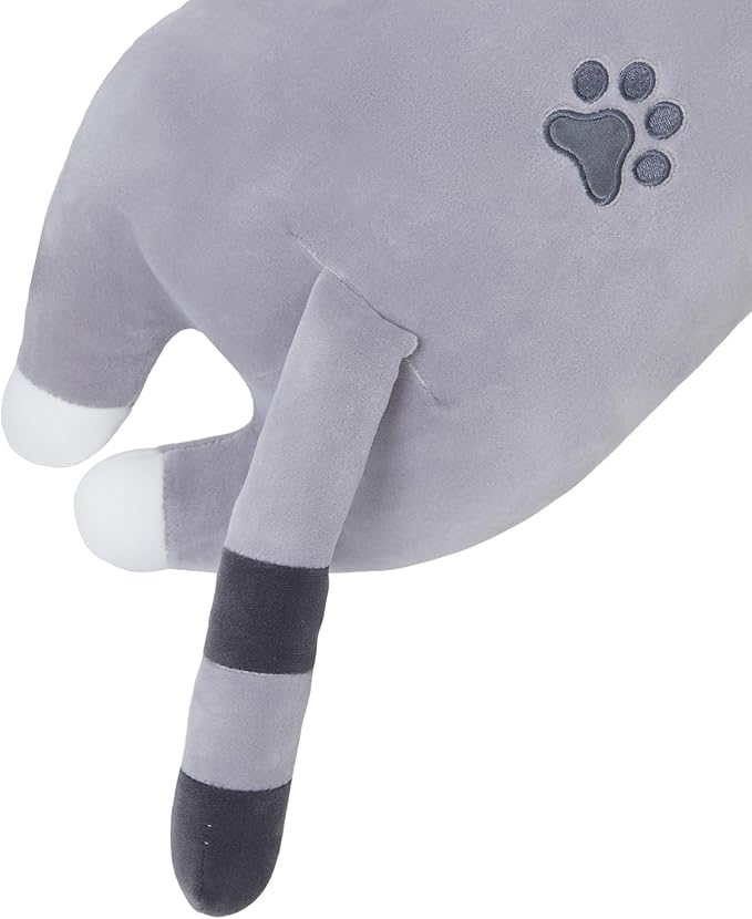 Soft Cat Plush Pillow, Grey Long Cat Stuffed Animals Soft Long Kitten Plushies Kawaii Cat Stuffed Plush Toy for Kids Girlfriend(110cm/43.3inch)