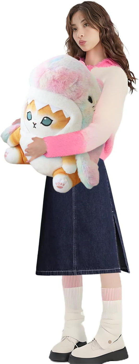 Kawaii Shark Cat Plush Toy Stuffed Animal Doll, Cute Soft Pillow Stress Release Hugs Toys Christmas Halloween Birthday Gifts for Kids Boys Girl Best Gift (Colorful - Yellow,19 inch)